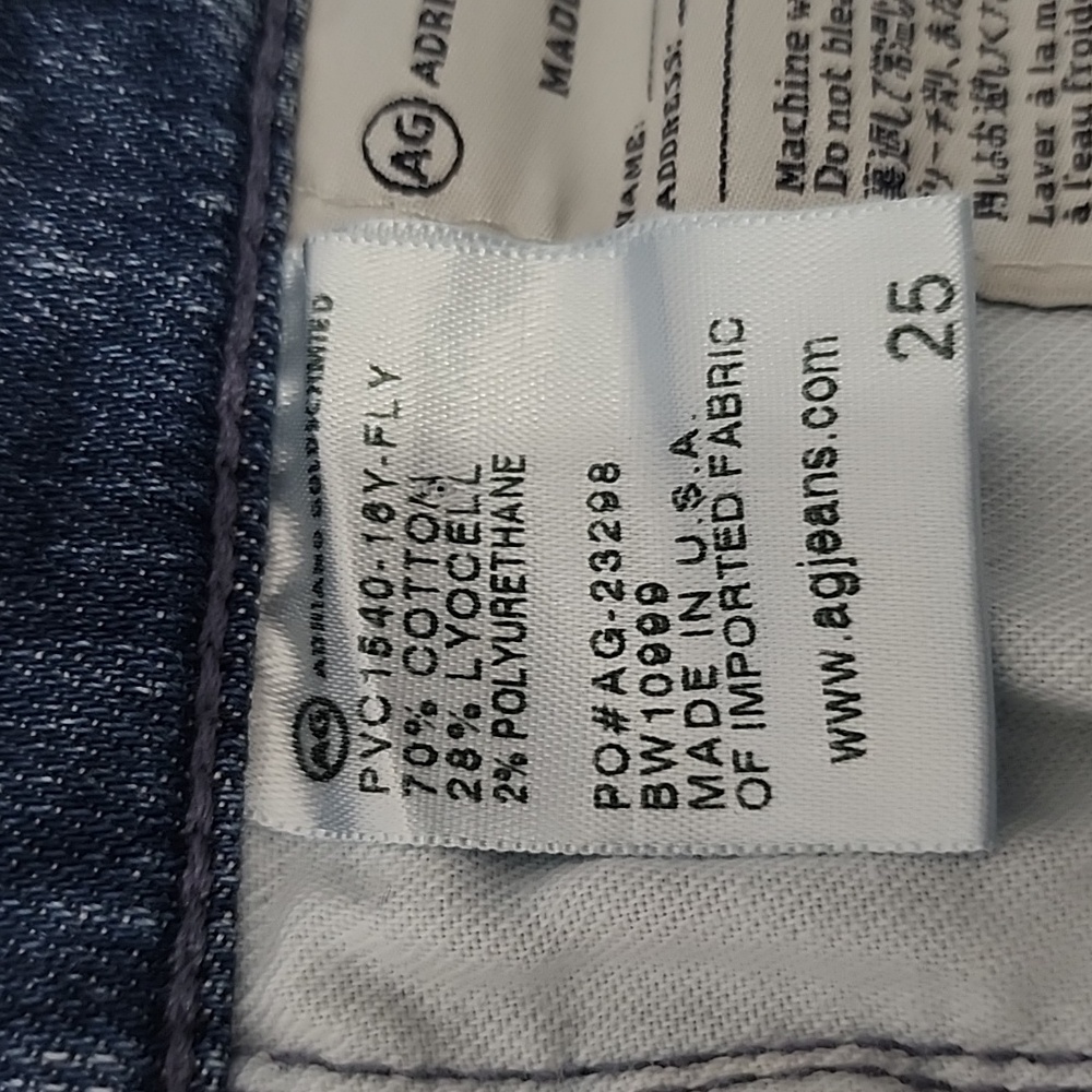 Ag Adriano Goldschmied Stevie cuff jeans Slim Straight cuffed Sz 25 Medium Wash - Picture 13 of 14